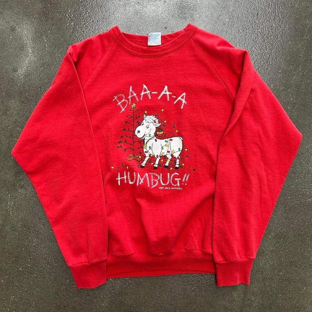 Vintage 80's BAA Humbug Sheep Funny Christmas size medium sweatshirt crewneck